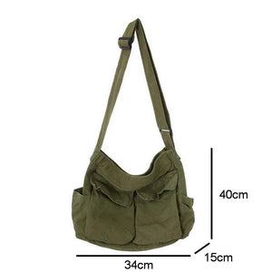 Canvas Messenger Bag For Women School Shoulder Bag Large Capacity Female Bag