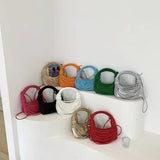 Noodle Shoulder Bag Stylish Knotted Handle Handbag Solid Colour PU Crossbody Bag