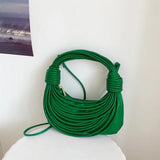 Noodle Shoulder Bag Stylish Knotted Handle Handbag Solid Colour PU Crossbody Bag