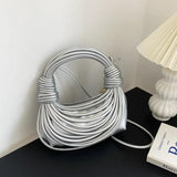 Noodle Shoulder Bag Stylish Knotted Handle Handbag Solid Colour PU Crossbody Bag