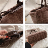 Faux Fur Plaid Shoulder Bag for Women