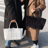 Faux Fur Plaid Shoulder Bag for Women