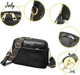Leopard Adjustable Strap Crossbody Bag Vegan Leather Purse Zipped Handbag