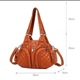 Vintage Soft Leather Shoulder Bag for Women Large Capacity Top-handle Bag