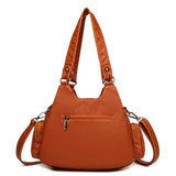 Vintage Soft Leather Shoulder Bag for Women Large Capacity Top-handle Bag