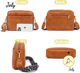 Leopard Crossbody Bag for Women Vegan Leather Shoulder Purse Zipped