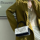 Plush PU Top Handle Bag for Women Chain Shoulder Crossbody Messenger Bag