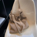 Casual Hollow Knitted Large-Capacity Women's Shoulder Tote Handbag