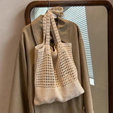 Casual Hollow Knitted Large-Capacity Women's Shoulder Tote Handbag