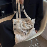 Casual Hollow Knitted Large-Capacity Women's Shoulder Tote Handbag