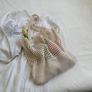 Casual Hollow Knitted Large-Capacity Women's Shoulder Tote Handbag