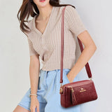Women's Flower Leather Handbag Large Capacity Crossbody Bags