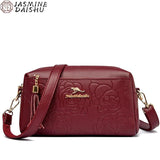 Women's Flower Leather Handbag Large Capacity Crossbody Bags