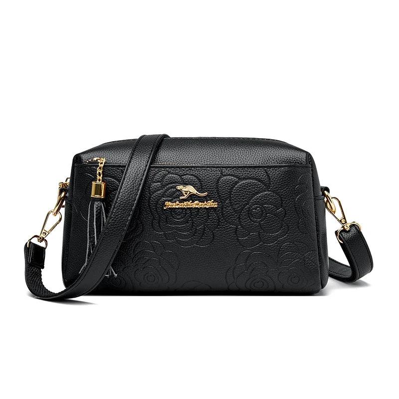 Women's Flower Leather Handbag Large Capacity Crossbody Bags