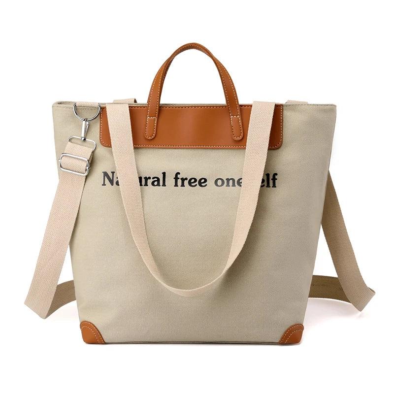3D Canvas Bag Large Capacity Shoulder Bag Anti Theft Handbag