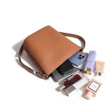 Leather Bucket Bag Women Shoulder Bag Crossbody Purse High Soft Handbag