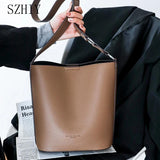 Leather Bucket Bag Women Shoulder Bag Crossbody Purse High Soft Handbag