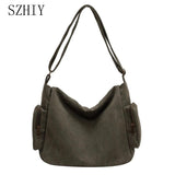 Large Canvas Shoulder Bag Schoolbag Crossbody Purse for Teenagers