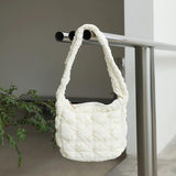 Quilted Nylon Shoulder Bag for Women Padded Lady Handbag Crossbody Tote Purse