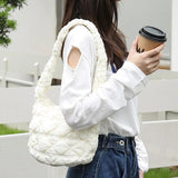 Quilted Nylon Shoulder Bag for Women Padded Lady Handbag Crossbody Tote Purse