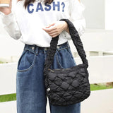 Quilted Nylon Shoulder Bag for Women Padded Lady Handbag Crossbody Tote Purse