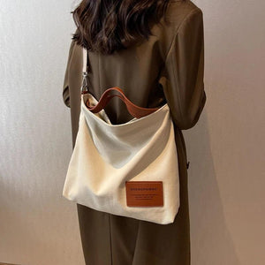 Large Capacity Canvas Bag Women Fashionable Pocket Shoulder Bags for Girls
