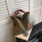 Large Capacity Canvas Bag Women Fashionable Pocket Shoulder Bags for Girls