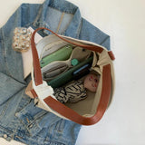 Large Capacity Canvas Bag Women Fashionable Pocket Shoulder Bags for Girls