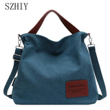 Large Capacity Canvas Bag Women Fashionable Pocket Shoulder Bags for Girls