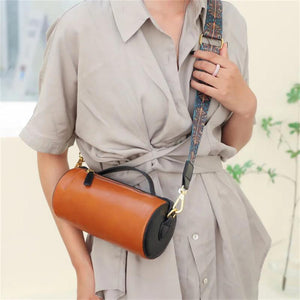 Oil Wax Leather Crossbody Purse Wide Strap Handbag for Women