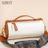Oil Wax Leather Crossbody Purse Wide Strap Handbag for Women