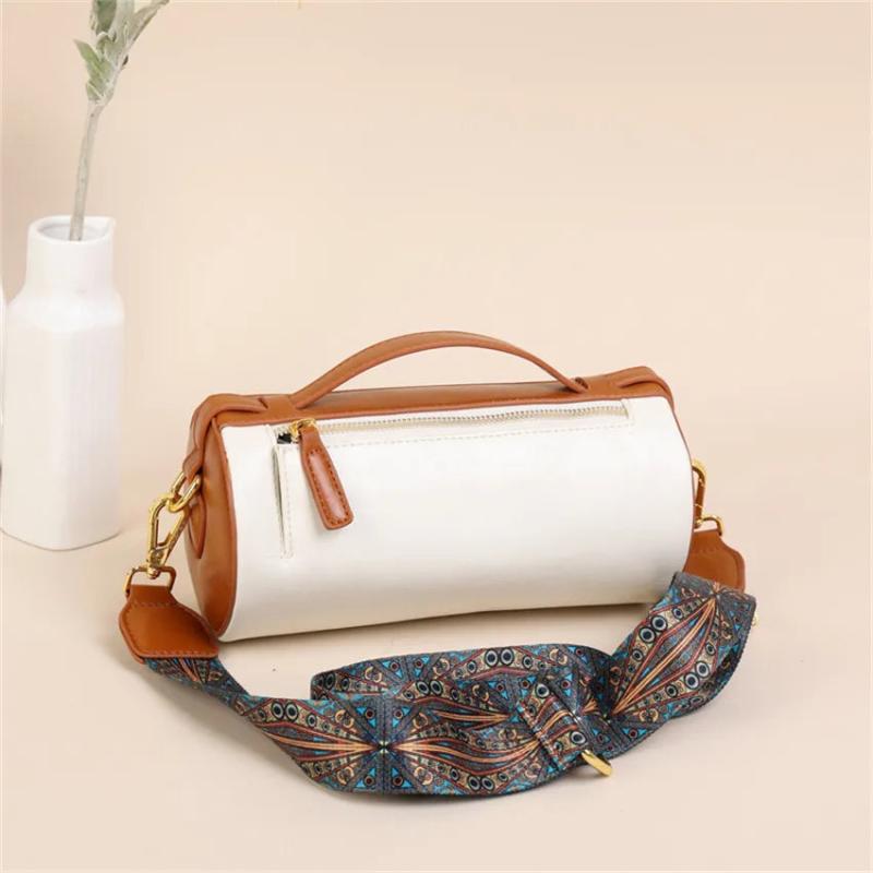 Oil Wax Leather Crossbody Purse Wide Strap Handbag for Women