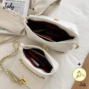 Quilted Chain Strap Shoulder Bag PU Leather Crossbody Bag