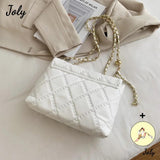 Quilted Chain Strap Shoulder Bag PU Leather Crossbody Bag