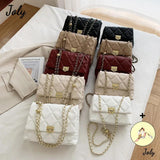 Quilted Chain Strap Shoulder Bag PU Leather Crossbody Bag