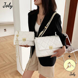 Quilted Chain Strap Shoulder Bag PU Leather Crossbody Bag