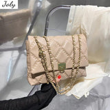 Quilted Chain Strap Shoulder Bag PU Leather Crossbody Bag
