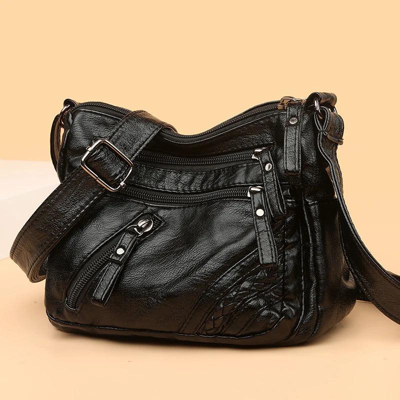 Women Soft Pu Leather Shoulder Bag Small Square Crossbody Purses Vintage