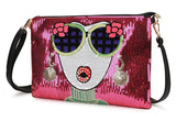 Sequin Flower Women's Envelope Shoulder Bag