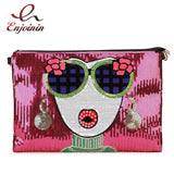 Sequin Flower Women's Envelope Shoulder Bag