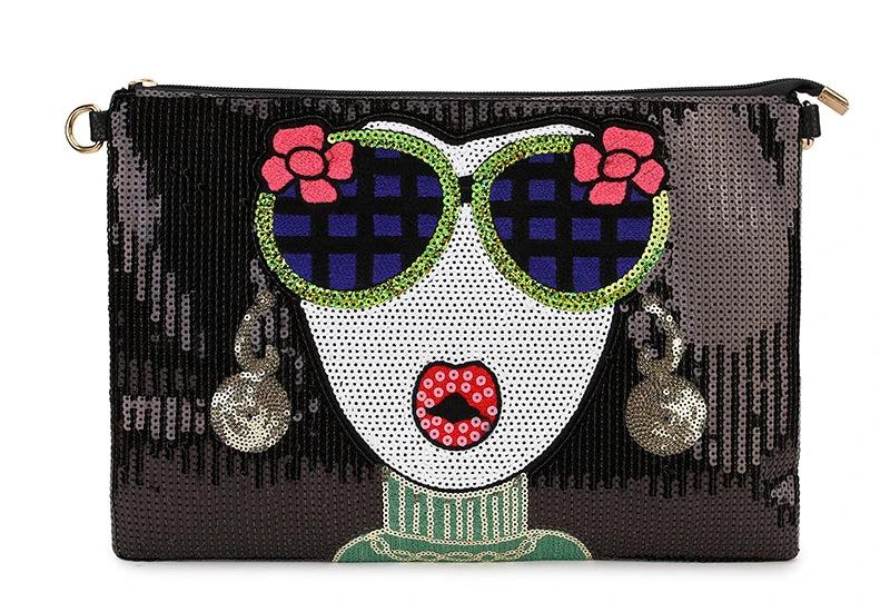 Sequin Flower Women's Envelope Shoulder Bag