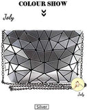 Geometric Luminous Clutch Purse Holographic Leather Crossbody Bag