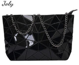 Geometric Luminous Clutch Purse Holographic Leather Crossbody Bag