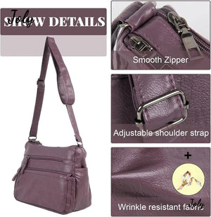 Vintage Leather Crossbody Bag Small Hobo Shoulder Bag Pockets Ladies Messenger