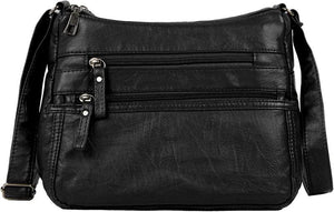 Vintage Leather Crossbody Bag Small Hobo Shoulder Bag Pockets Ladies Messenger