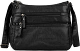 Vintage Leather Crossbody Bag Small Hobo Shoulder Bag Pockets Ladies Messenger