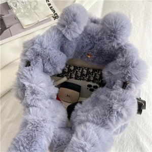 Soft Plush Women's Tote Bag Faux Fur Shoulder Crossbody Bags
