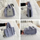 Soft Plush Women's Tote Bag Faux Fur Shoulder Crossbody Bags
