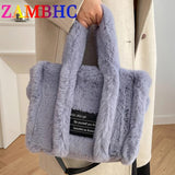 Soft Plush Women's Tote Bag Faux Fur Shoulder Crossbody Bags