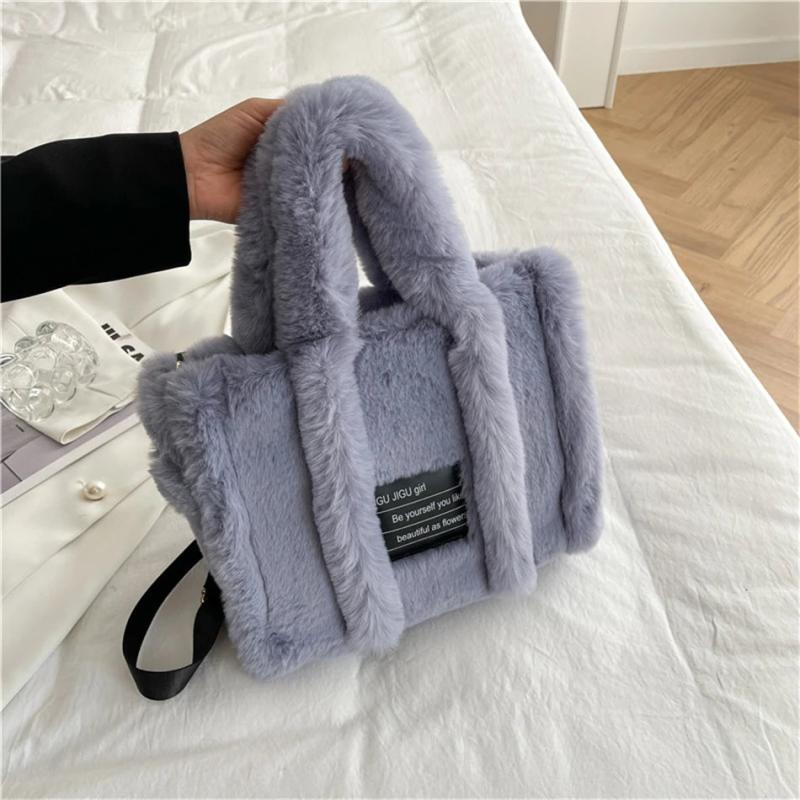 Soft Plush Women's Tote Bag Faux Fur Shoulder Crossbody Bags